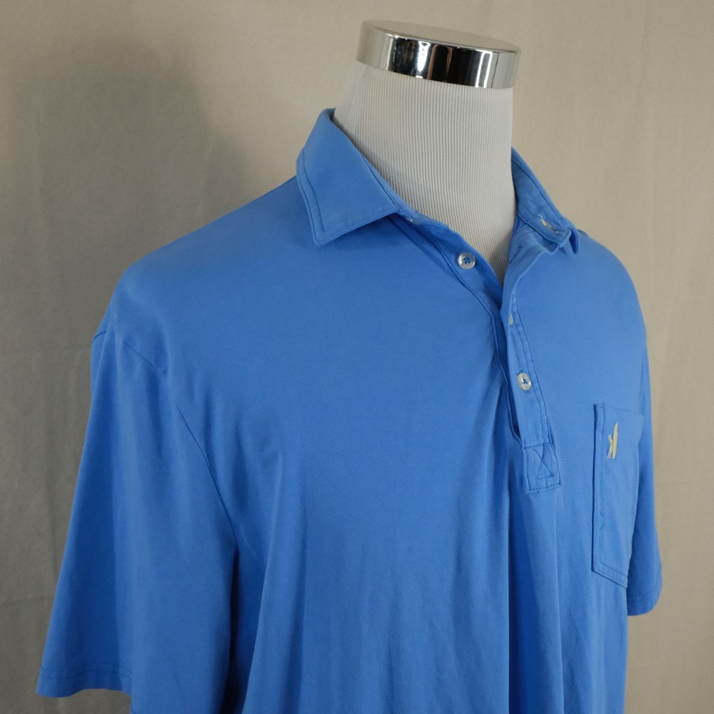 Johnnie-O XL Hangin Out Golf Polo Shirt Blue Short Sleeve Cotton Blend Mens